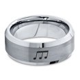 thumbnail image 2 of Tungsten Triplet Beam Note Music Band Ring 8mm Men Women Comfort Fit Gray Step Bevel Edge Brushed Polished, 2 of 4