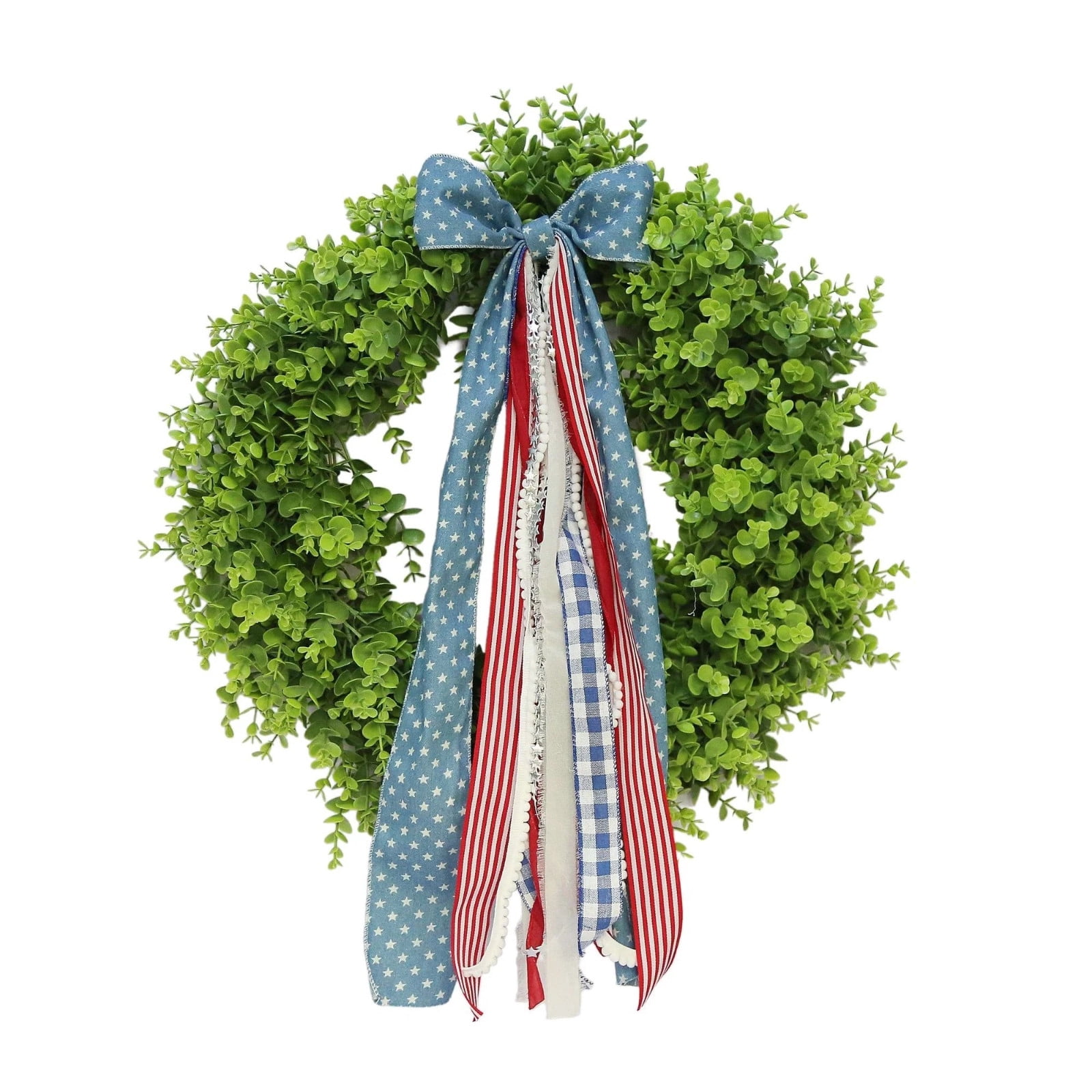 Large Ribbons Bow for Wreath, Yellow Poplar Wreath With Bow Red/White/Blue, Assorted Lace Ribbon Clip-On Wreath Sash Ribbon Bundle for Indoor Outdoor Decor, 17.72*17.72in (B)