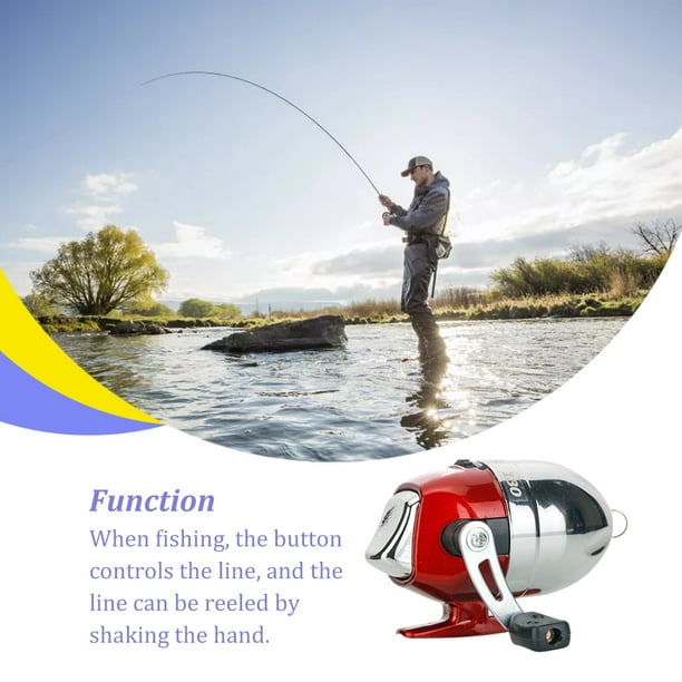 QualitChoice Fishing Reel Single Rocker Arm Casting Reels Small Portable  Embedded Line Durable Tool Baitcasting Tools Household Red Silver