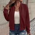 thumbnail image 2 of LUVDA Jackets for Women Waffle Knit Full Zip Long Sleeve Casual Lightweight Coats with Ribbed Trim for Fall Winter Outerwear, 2 of 8