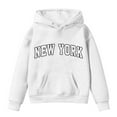 thumbnail image 6 of Hoodies for Boys Kids City Name Letter Print White Hoodie Long Sleeve Lightweight Pullover Tops Loose Sweatshirt Fall Clothes Toddler Girls Clothes 11-12 Years, 6 of 7