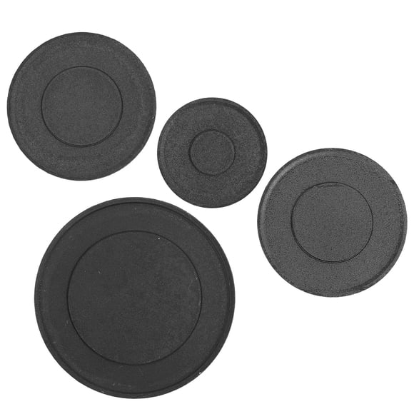 Phenofice 4Pcs Universal Gas Stove Burner Caps Black Flame Covers for Even Heat and Easy Cleaning