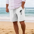 thumbnail image 2 of CONZONE Mens Linen Shorts Elastic Waist Drawstring Summer Beach Shorts for Men Hawaiian Graphic Lightweight Loose Fit Outdoor Shorts With Pockets, 2 of 4