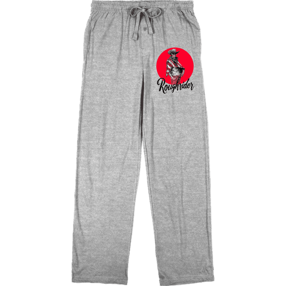 Cowboy Skeleton Roughrider Men's Heather Gray Sleep Pajama Pants-Medium