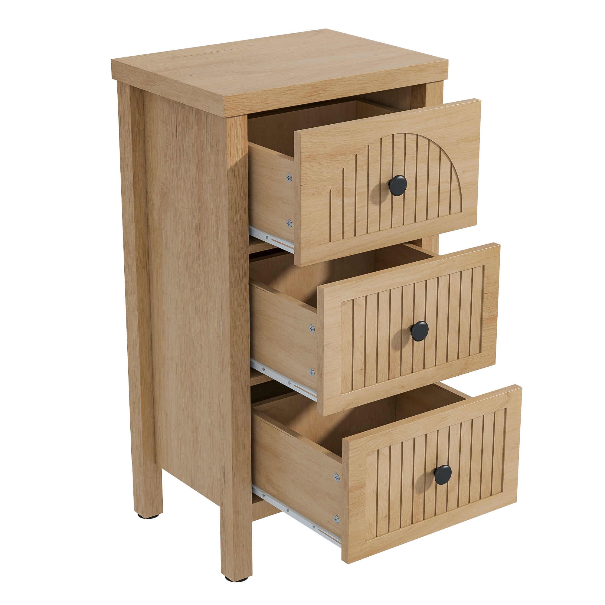 Farmhouse Nightstand & Dresser, Dresser for Bedroom with 3 Drawers, Wooden Storage Cabinet Sofa Table