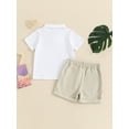 thumbnail image 4 of Bagilaanoe 2pcs Toddler Baby Boy Shorts Set Short Sleeve Shirt Tops + Shorts 12M 18M 24M 3T 4T 5T Kids Casual Summer Clothes, 4 of 7