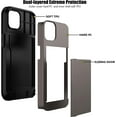 thumbnail image 3 of For iPhone 14 Case with Card Holder Heavy Duty Protective Dual Layer Shockproof Hidden Card Slot Slim Wallet Case for iPhone 14 for Women&Men(Coffee), 3 of 14