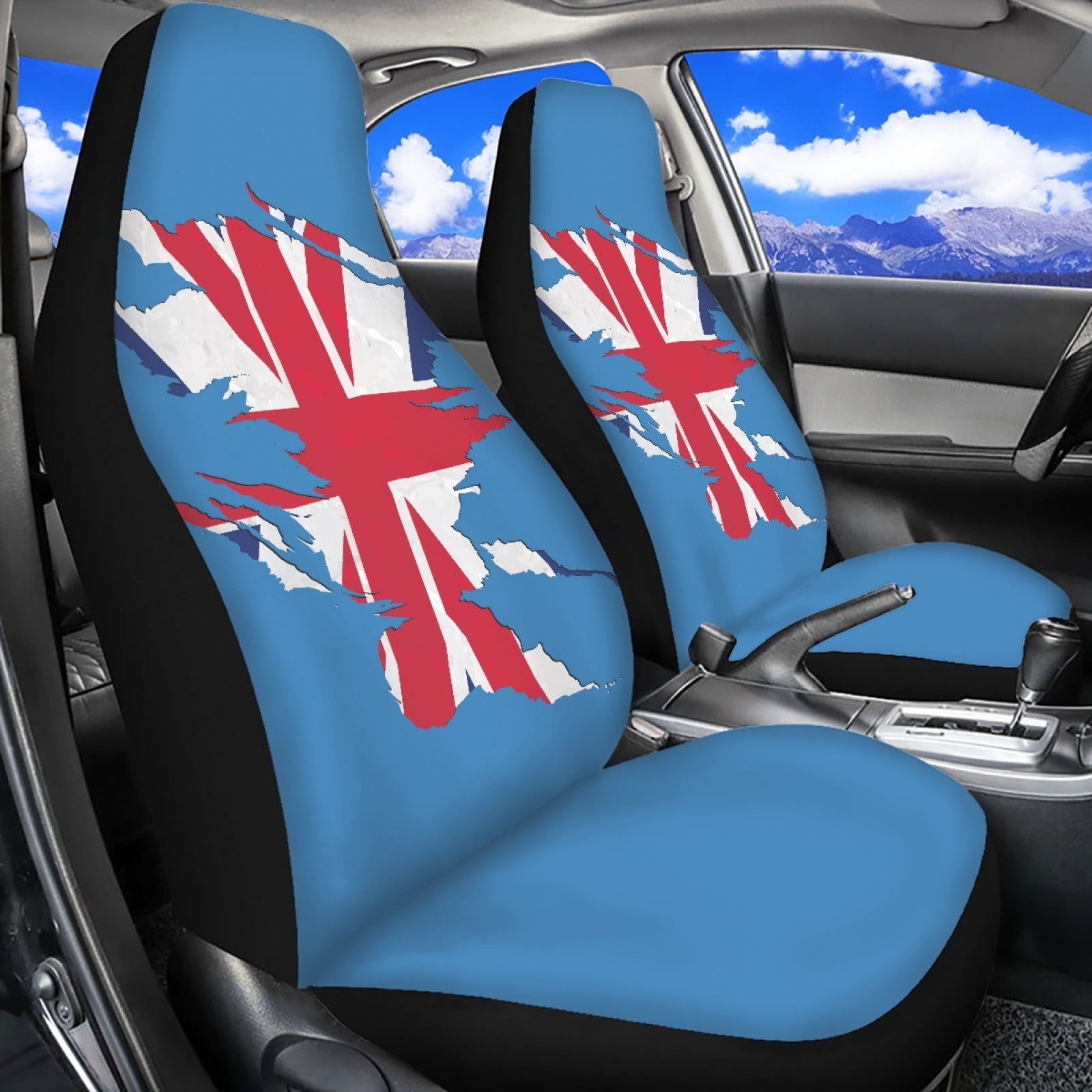 RuiJiao Car Seat Cover Thin Breathable Elastic Fabric for High Back Bucket Seats 2-Piece Set, Universal Fit for Most Vehicles, All-Season Protection