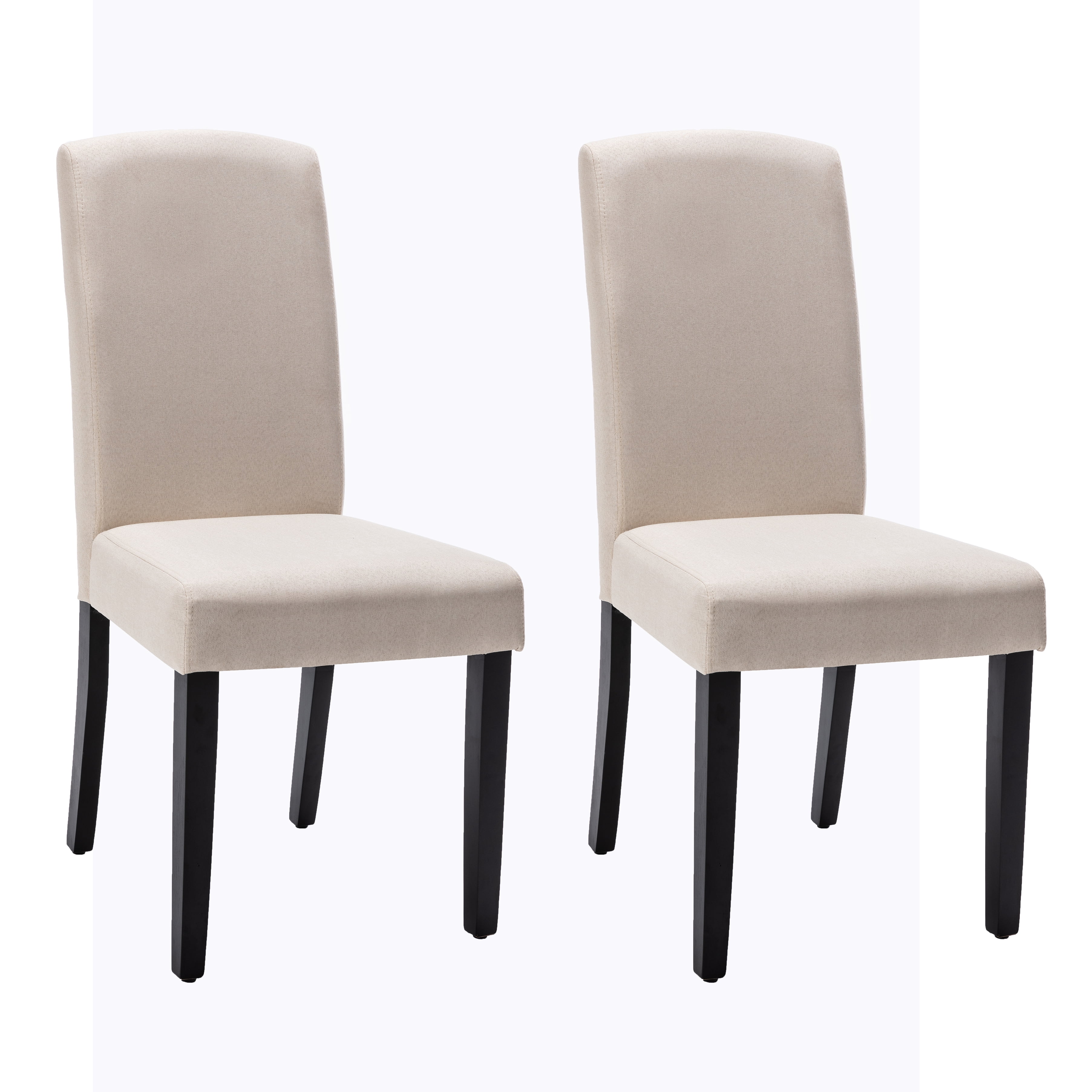 Modern 2 PC Polyester Dining Chair Set with Diamond Tufted Back and Wooden Legs, Beige - AC Pacific