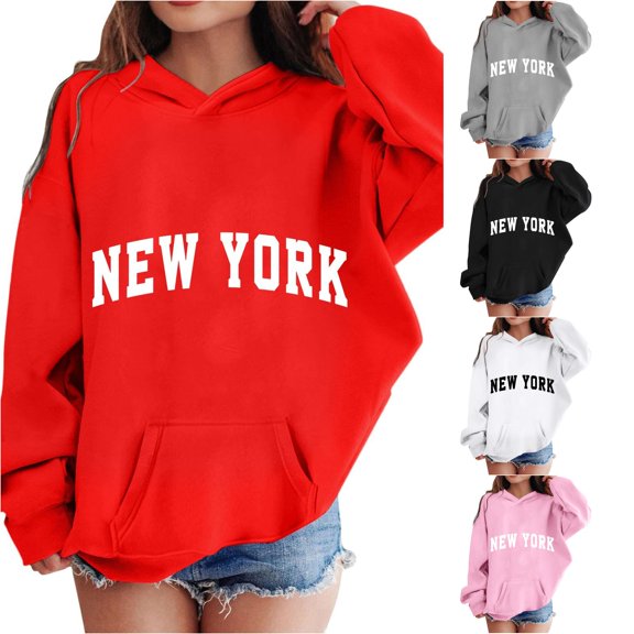Vividxx Hoodies For Girls Casual Long Sleeve Soft Hooded Sweatshirt Letter Print Kids Cute Pullovers Top Streetwear 7-8 Years