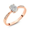 thumbnail image 2 of Gem Stone King 10K Rose Gold IGI Certified Lab Grown Diamond Engagement Ring for Women | 1.08 Cttw | Center Diamond Oval Cut 1 Ct | D-E Color | VS1-VS2 Clarity | Size 7, 2 of 6