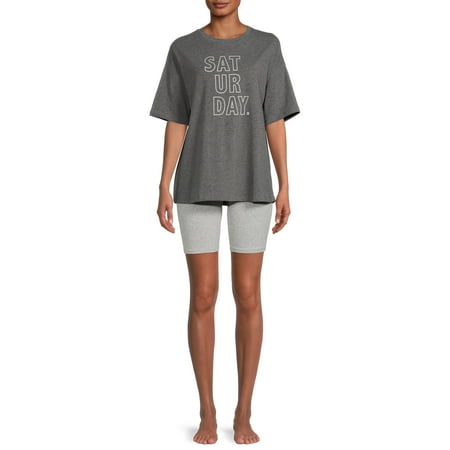 Secret Treasures Women's and Women's Plus T-Shirt and Bike Shorts Set, 2-Piece