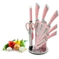 thumbnail image 2 of 9PCS Pink Kitchen Knife Set Stainless Steel Hollow Handle Chef Knives Complete Set, 2 of 10