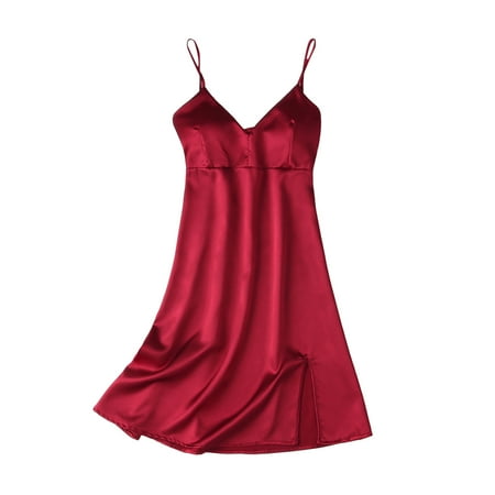 

kpoplk Nightgowns For Women Sleepwear for Women Tank Nightgown Chemise Sleeveless Sleep Dress(Red)