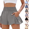 thumbnail image 2 of Women's Athletic Shorts High Waisted Flowy Shorts for Women Quick Dry Workout Running Shorts with Pockets Dark Gray XXL, 2 of 8