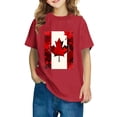 thumbnail image 2 of uublik T-shirt Feuille d'Érable Canadienne pour Enfants, Manches Courtes, Hauts d'Été pour Enfants, T-Shirts à Col Rond, T-Shirts Mode 3-10 Ans, Rouge, 2 of 6