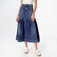 thumbnail image 2 of Letdown Women's Casual Retro High Waist A Line Denim Long Skirt For Women Distressed Hippie Maxi Denim Skirt with Pockets, 2 of 5