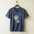 thumbnail image 3 of VNJQPG Dandelion Puff womens v neck t shirts Casual Tee Shirt-V1-Heather Navy,M, 3 of 3