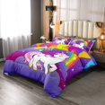 thumbnail image 2 of Set de edredón Erosebridal Unicorn Twin con funda de almohada, color morado, 2 of 4
