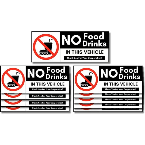 Adhesivo «No hay comida ni bebida en este vehículo», 10 unidades/lote, PVC, 12,7 x 5 cm