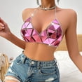 thumbnail image 6 of Kilaqueen Sparkly Sequin Bras for Women Spaghetti Strap Halter V Neck Bikini Tops Fashion Sexy Club Party Festival Outfits, 6 of 8
