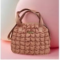 thumbnail image 5 of Jessica Simpson Women's Ruffle Quilted Insulated Reusable Cooler Lunch Bag Tote for Work, Travel, Commute, Recreation, Beach and Picnic in Blush Coral, 5 of 9