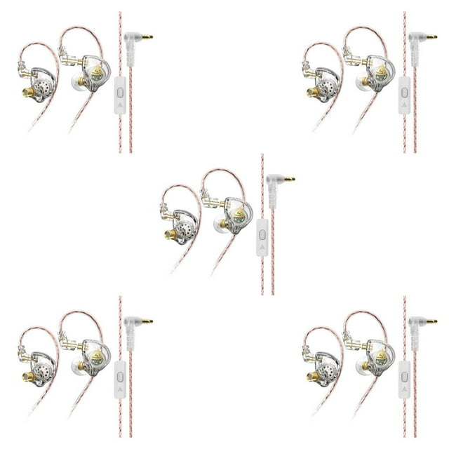 QualitChoice AK6 PLUS Earbuds Wired Earphone Noise Cancelling Headset with Eaps White with Mic 5Set