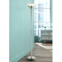 Possini Euro Design Metro Modern Torchiere Floor Lamp 71" Tall Brushed Nickel Frosted White Acrylic Shade for Living Room Reading Bedroom Office House