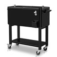 thumbnail image 2 of Tcbosik 80QT Cooler Cart with Bottle Opener and Drainage, Portable Patio Cooler on Wheels, Outdoor Beverage Cart Ice Chest Cart with Detachable Feet for Patio Party BBQ Beach Activities, Black, 2 of 10