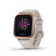 Garmin Venu Sq Music, Rose Gold Bezel with Tan Band, GPS-Smartwatch