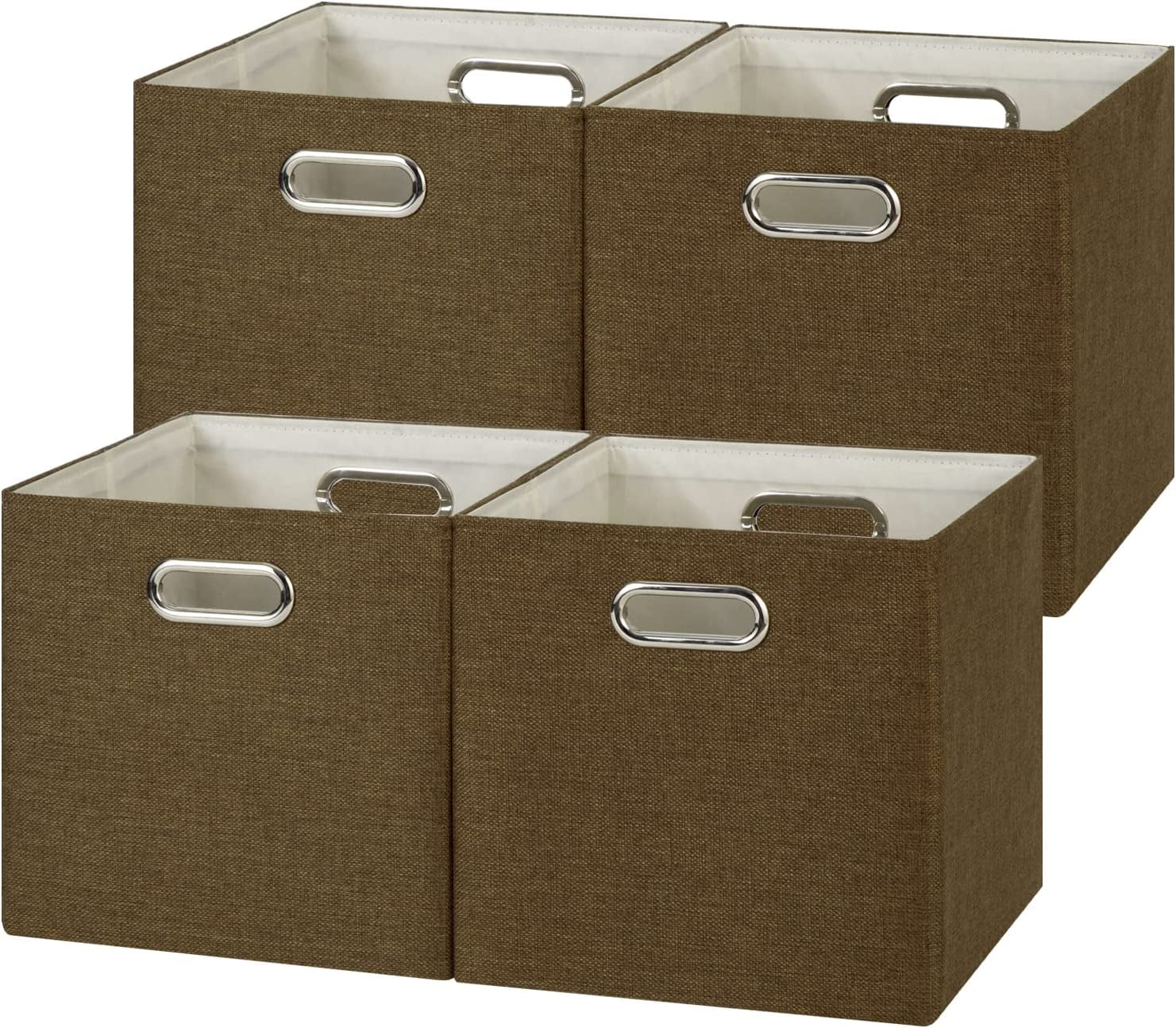 12x12 Baskets for Cube Storage, Collapsible Storage Bins with Metal