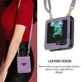 thumbnail image 4 of ELEHOLD Luxury Leather Case for Samsung Galaxy Z Flip 5,with Card Slot Adjustable Crossbody Shoulder Strap Shockproof Purse Phone Case for Galaxy Z Flip 5,Purple, 4 of 8