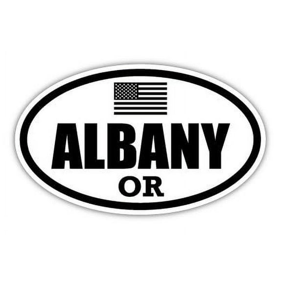 Albany OR Oregon Linn County Stealthy Subdued Old Glory US Flag Oval Euro Decal Bumper Sticker 3M Vinyl 3" x 5"