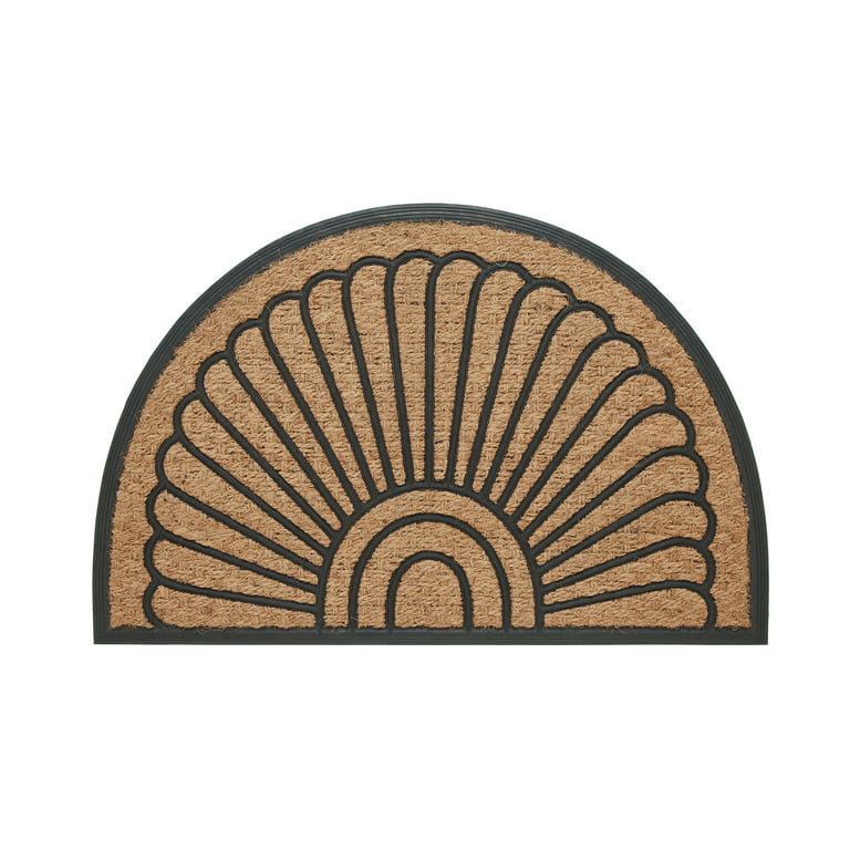 Sunburst Coir and Rubber Outdoor Doormat, Mainstays, 24 x 36, Half-Round,  Natural