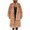 Khaki, variant on Fesfesfes Coat for Womens Ladies Warm Faux Furry Coat Jacket Winter Solid V-neck Outerwear