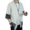 thumbnail image 4 of Minnieouse Kimono japonés para hombre, chaquetas, ropa de disfraz, cárdigan ligero, prendas de vestir abiertas de media manga para hombre, ropa de camisa Camisetas M blanco Minnieouse  AP017201-01, 4 of 6