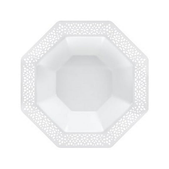 Lillian Tablesettings Lacetagon Bowl with Gold Rim White 14 oz -10 Pack