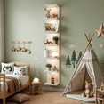 thumbnail image 6 of 7-Tier Wall Shelf with 10 RGB Lighting Modes, Multifunctional Wall Mounted Vertical Display Floating Shelf for Bedroom Living Room Vanity, White, 6 of 13