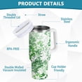 thumbnail image 4 of 30 oz Tumbler with Handle Lid and Straw Insulated Water Tumbler Stainless Steel Water Cup Mug Bottle Reusable Cup Holder Friendly Watercolor Green Leaves, 4 of 6