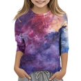 thumbnail image 2 of Taybagh Girls Shirts Size 10-12 Crew Neck 3/4 Sleeves Shirts for Youth Girls Vibrant Ombre Kids Clothes Soft Tees, 2 of 5