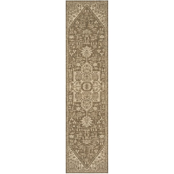 SAFAVIEH Beach House Diggory Medallion Indoor/Outdoor Runner Rug, Cream/Beige, 2'2" x 10'