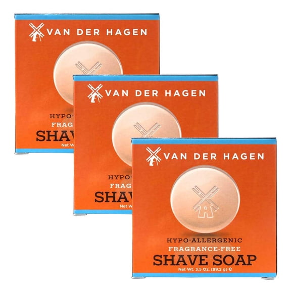 Jabón de afeitar Van Der Hagen para hombre de lujo sin fragancia x3