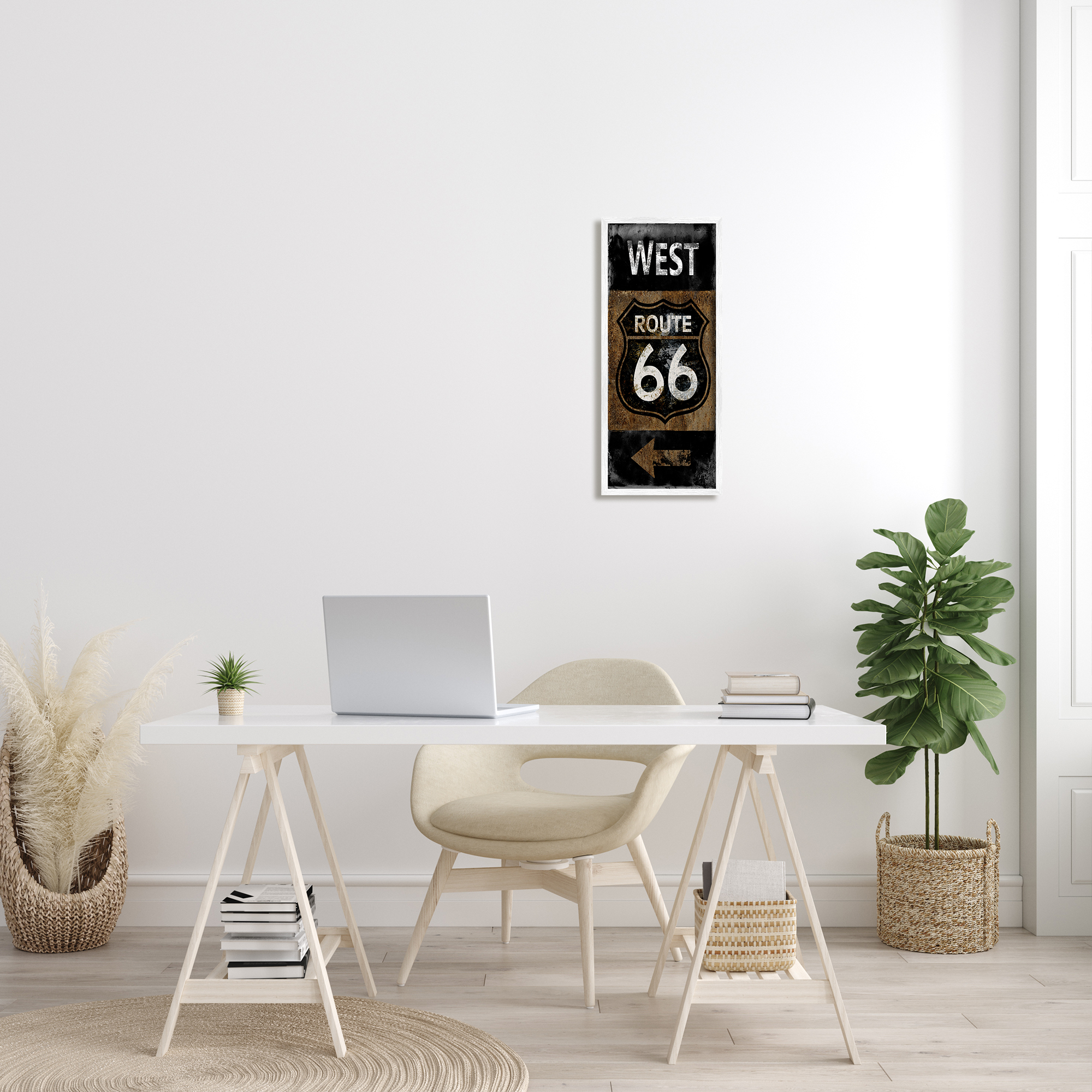 Stupell Industries Rustic Highway Route 66 Symbol Left Arrow Directional, 10 x 24, Designed by Luke Wilson