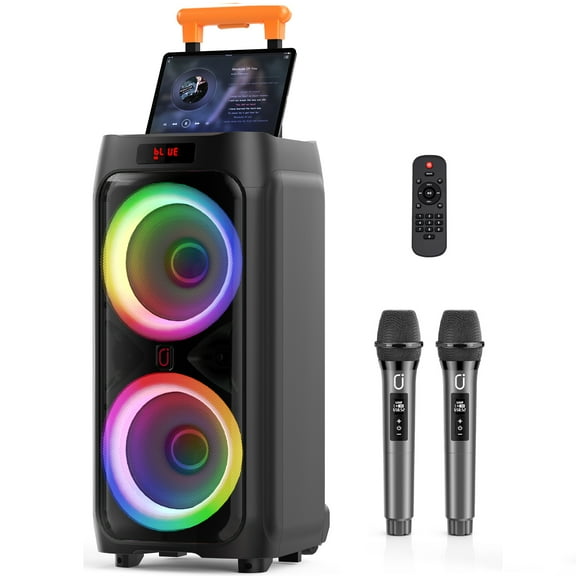FanFun Karaoke Machine for Adult, Large Bluetooth Speaker with Wheels, Deep Bass Karaoke Party Speaker, T9