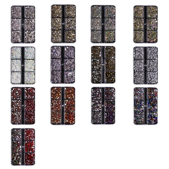 dianhelloya Nail Art Supplies 6 Grids/Box 1688Pcs Fingernail Ornament DIY Decorative Glass Nail Art Accessories Super Flash Rhinestone for Personal Use