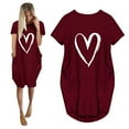 thumbnail image 2 of B91xZ Robes pour Femmes 2024 Décontracté Col Carré Manches Courtes Dos Nu Volanté Robe Décontractée, Vin TG, 2 of 4