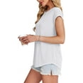 thumbnail image 3 of YATELLE Womens Tops Short Sleeve Shirts Blouses for Women Dressy Casual Cap Sleeve Tops with Curved Hem, 3 of 4