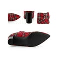 thumbnail image 2 of BLISSFUL STEP Women's Plaid Chunky Heel Pointy Toe Rhinestone Bow Ankle Boots Red 11, 2 of 6