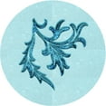 thumbnail image 1 of Ahgly Company Tapis d'Intérieur Ronds Transitionnels Lavables à la Machine, Bleu Électrique, 6 Pieds Rond, 1 of 7