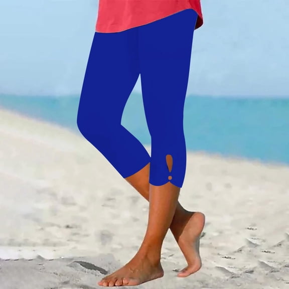 Women Capri Leggings 2026 Dressy Casual Summer Capris Knee Length Crop Pants Trendy Lightweight Ladies Clothing Blue S